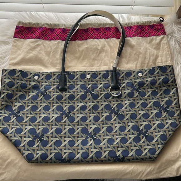 Tory Burch Canvas Basketweave Tote